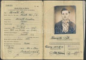 1950 Igazolvány a határsávban lakók részére állandó tartózkodásra, kissé elvált, 14x10cm