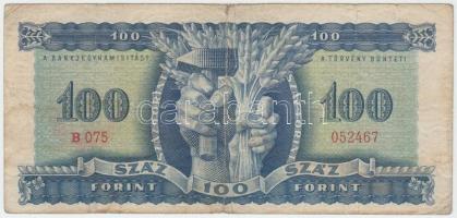 1946. 100Ft vágáshiba T:III- ázás nyoma
Hungary 1946. 100 Forint cut mark C:VG wet paper
Adamo F26