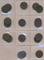 65db-os fémpénz gyűjtemény a pengő időszakból, gyűjtői albumba rendezve T:vegyes