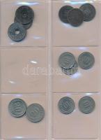 65db-os fémpénz gyűjtemény a pengő időszakból, gyűjtői albumba rendezve T:vegyes