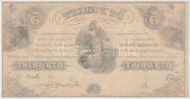 1852. 5Ft "Kossuth bankó" kitöltetlen "C" sorozat T:II,II- apró szakadás, szép p...