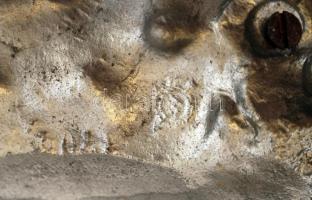 Vadászkutya figura, alumíniumból, talapzaton, jelzett, sorszámozott, jó állapotban, h: 14 cm, m: 8 c...