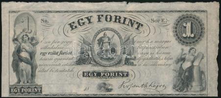 1852. 1Ft "Kossuth bankó" kitöltetlen "E" T:II,II- sok kisebb gyűrődés Hungary 1852. 1 Forint "E", without date and serial number C:XF,VF lots of small creases Adamo G122