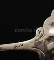 Ezüst, rózsás teáskanál,  Ag., nettó:16,1gr., jelzett, 11cm / Silver teaspoon,  Ag, net:.. 16.1 gr, ...