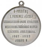 1892. "Ferenc József 25 éves koronázási emlék érem" ezüstözött fém érem füllel. "Ő-FE...