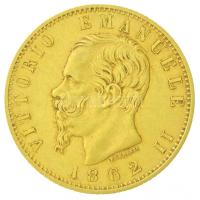 Olaszország 1862. 20L Au ""II. Viktor Emánuel (6,46g/0.900) T:2- Italy 1862. 20 Lire Au "Vittorio Emanuele II" (6,46g/0.900) C:VF