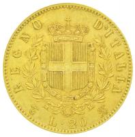 Olaszország 1862. 20L Au ""II. Viktor Emánuel (6,46g/0.900) T:2-
Italy 1862. 20 Lire Au &...