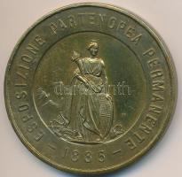 Olaszország 1903. "Nápolyi Kiállítás" aranyozott fém emlékérem "Eugenio Gombás Budapest 1903" gravírozással (56mm) T:2,2- Italy 1903. "ESPOSIZIONE PARTENOPEA PERMANENTE 1885 / ARTI - SCIENZE - INDUSTRIE - COMMERCIO NAPOLI" gilt metal medallion with "Eugenio Gombás Budapest 1903" engraving (56mm) C:XF,VF