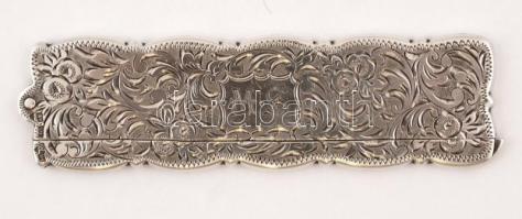 Ezüst fésűtartó MS monogrammal, , Ag., nettó: 43,1gr., jelzett, 11x3cm/Silver comb holder, Ag, net:.43.1 grams, marked, 11x3cm