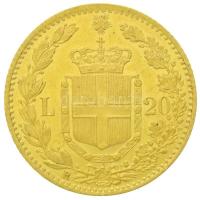 Olaszország 1882R 20L Au "I. Umberto" (6,46g/0.900) T:2
Italy 1882R 20 Lire Au "Umbe...