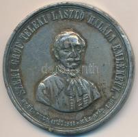 1861. &quot;Széki Gróf Teleki László halálának emlékéül&quot; Sn emlékérem  (50mm) T:2-,3 ph.  Hungary 1861. &quot;Count László Teleki IV de Szék&quot; Sn commemorative medallion (50mm) C:VF,F edge error