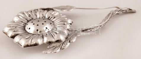 Ezüst, virágos fogvájótartó,   Ag., nettó: 23,1gr., jelzett, 11x6cm/ Silver, floral toothpick holder...