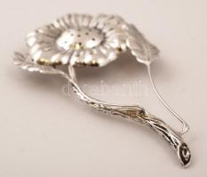 Ezüst, virágos fogvájótartó,   Ag., nettó: 23,1gr., jelzett, 11x6cm/ Silver, floral toothpick holder...