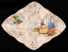 2 db porcelán tál, jelzettek, matricásak, hibátlanok, 26x19 és 24x22x6 cm