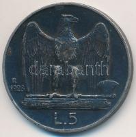 Olaszország 1928R 5L Ag "III. Viktor Emanuel" T:2,2- 
Italy 1928R 5 Lire Ag "Vittori...