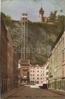 Salzburg, Elektrischer Aufzug auf den Mönschberg / electric elevator (fl)