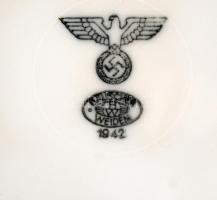 Baucsher Weiden 1942 német birodalmi jelzésű fehér porcelán tányér, hibátlan, jelzett, d: 19 cm