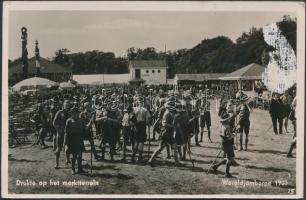 1937 Hollandia, Bloemendaal, Világdzsembori, fotólap, sérüléssel, 9x14 cm