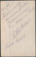 2 Sanderos egyensúlyművészek üdvözlő sorai az őket ábrázoló fotólap hátoldalán