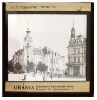 cca 1910 Kaposvár, városkép. Üveg diapozitív.  8x8 cm