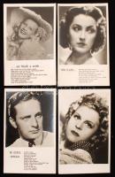 cca 1940 Magyar színészeket ábrázoló fotólapok(Kiss Manyi, Szilassy László, stb.), 16 db, Filmbolt F...