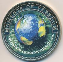 Libéria 2001. 10$ "Szabadság pillanatai - A kommunikáció szabadsága 21. század" multicolor, tanúsítvánnyal T:PP ujjlenyomat Liberia 2001. 10 Dollars "Moments of Freedom- Freedom of Communication 21st century" multicolor, with certificate C:PP fingerprint