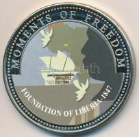 Libéria 2001. 10$ "Szabadság pillanatai - Libéria megalapítása" multicolor, tanúsítvánnyal T:PP ujjlenyomat Liberia 2001. 10 Dollars "Moments of Freedom - Foundation of Liberia" multicolor, with certificate C:PP fingerprint