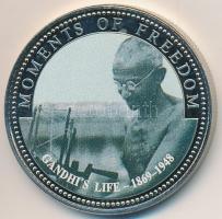 Libéria 2001. 10$ "Szabadság pillanatai - Gandhi élete 1869-1948." multicolor, tanúsítvánnyal T:PP ujjlenyomat Liberia 2001. 10 Dollars "Moments of Freedom - Gandhi's life 1869-1948." multicolor with certificate C:PP fingerprint