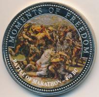 Libéria 2001. 10$ "Szabadság pillanatai - Marathóni csata Kr. e. 490." multicolor, tanúsítvánnyal T:PP ujjlenyomatos Liberia 2001. 10 Dollars "Moments of Freedom - Battle of Marathon 490 BC" multicolor, with certificate C:PP fingerprint