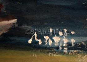 Bánfi jelzéssel: Mediterrán kikötő. Olaj, karton, 23×33 cm