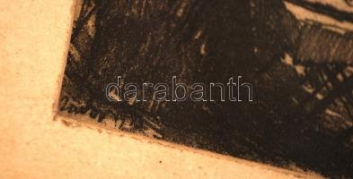 Zádor István (1882-1963): Nyári utcarészlet. Litográfia, papír, jelzett a litón, szakadással, kerete...