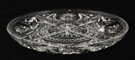 Ólomkristály asztali kínálótál, metszett, hibátlan, d: 30 cm