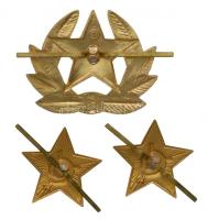 Szovjetunió DN "Vörös Csillag Koszorúban" zománcozott fém katonai sapkajelvény + "Vör...