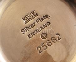 Ezüstözött só és borsszóró, 2 db, jelzettek, m: 8 cm