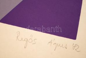 Regős Ágnes (?-): Kompozíció. Szita, papír, jelzett, 31×26 cm