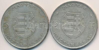 1947. 5Ft Ag "Kossuth" (2x) T:2-