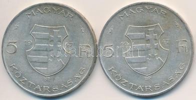 1947. 5Ft Ag "Kossuth" (2x) T:2-