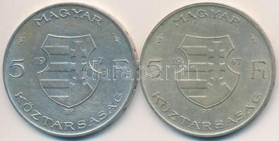 1947. 5Ft Ag "Kossuth" (2x) T:2-