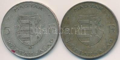 1947. 5Ft Ag "Kossuth" (2x) T:2-,3