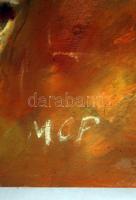 MCP jelzéssel: Dombos táj házakkal. Olaj, falemez, kis hibával, 50×60 cm