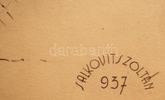 Salkovits O. Zoltán (1917-?): Teniszező hölgy a hálónál 1937. Ceruza, papír, jelzett, 29×21 cm