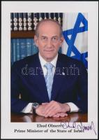 Ehúd Olmert (1945-) izraeli politikus,  2006 - 2009 között Izrael miniszterelnök saját kezű aláírása egy a politikust ábrázoló fotón, 18x13cm