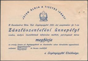 1941 Szentendrei Legényegylet zászlószentelési ünnepély. Meghívó.