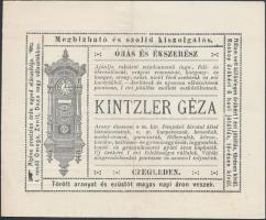 1928 Cegléd, Kinzler órás és ékszerész reklámos számla