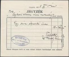 1928 Cegléd, Kinzler órás és ékszerész reklámos számla