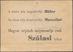 cca 1943 Szálasit éltető hungarista röplap. 15x11 cm