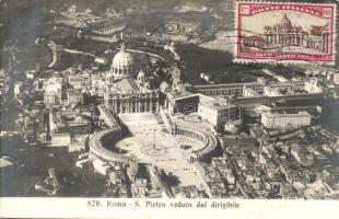 Rome, Roma; S. Pietro veduto dal dirigibile / St. Peter's Basilica seen from airship, aierial view, TCV card