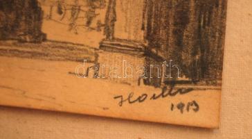 Olvashatatlan jelzéssel: München Siegestor 1913. Ceruza, papír, üvegezett keretben, 13×12 cm