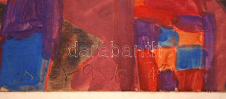 Cs. Németh Miklós (1934-2012): Sorban állók. Tempera, papír, jelzett, kartonra kasírozva, 15×21 cm