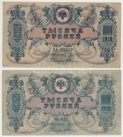 Orosz Polgárháború / Dél-Oroszország / Gyenyikin és Vrangel Hadserege 1919. 1000R (2x) az egyik vízj...